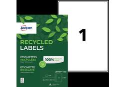 Etiket Avery LR7167-100 199.6x289.1mm recycled wit 100stuks