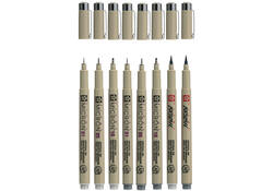 Fineliner en brushpen Sakura Pigma Micron koudgrijs set à 8 stuks assorti
