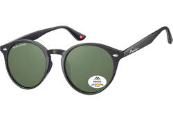Zonnebril Montana met groen G15 gepolariseerd rond glas zwart