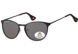 Zonnebril Montana met smoke gepolariseerd rond glas en metalen pootje zwart