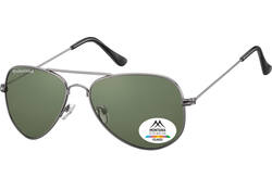 Zonnebril Montana met groen G15 gepolariseerd glas staalkleurig