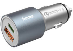 Autolader Hama 1x USB-C 1x USB-A 38W metaal