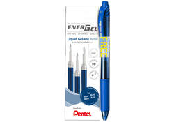 Gelschrijvervulling Pentel LR7 Energel met gratis gelpen medium blauw blister à 3 stuks