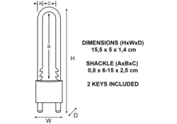 Hangslot MasterLock verstelbaar messing 50mm