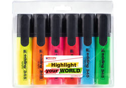 Markeerstift edding 345 2-5mm assorti set à 6 stuks