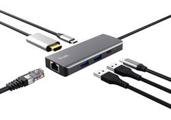 Adapter Trust DALYX 6-in-1 USB-C multipoort grijs
