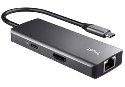 Adapter Trust DALYX 6-in-1 USB-C multipoort grijs