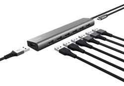 Hub Trust HALYX 7-port USB-A 3.2 zilver