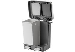 Afvalbak EKO Hana Duo Recycling pedaalemmer 2x10liter grijs wit