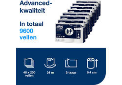 Toiletpapier Tork T4 advanced 2-laags 200vel wit 472161