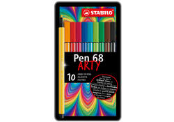 Viltstift STABILO Pen 68/10 Arty medium assorti blik à 10 stuks