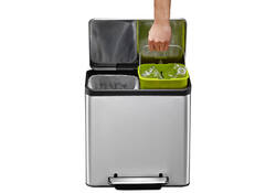 Afvalbak EKO EcoCasa Recycler pedaalemmer 15+15 liter RVS