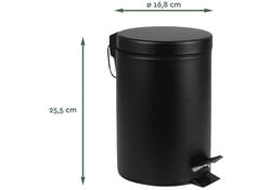 Afvalbak BRASQ pedaalemmer 3 liter zwart