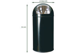 Afvalbak BRASQ Push Bin rond 40 liter zwart