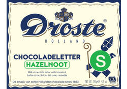 Chocoladeletter Droste "S" melk hazelnoot 135gr