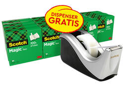 Plakband Scotch Magic 819 19mmx33m mat + plakbandhouder zilver 16 rollen