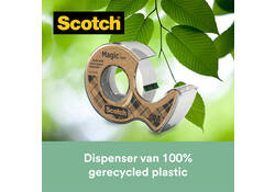 Plakband Scotch Magic 919 19mmx20m transparant + gerecyclede afroller