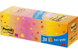 Memoblok 3M Post-it 654 76x76mm neon assorti 21 + 3 gratis