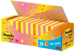 Memoblok 3M Post-it 654 76x76mm neon assorti 21 + 3 gratis