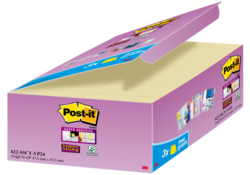 Memoblok 3M Post-it 622 Super Sticky 47.6x47.6mm geel 21 + 3 gratis