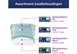 Reinigingsdoekdispenser Tork W4 Performance wandmontage wit/turqoise 654000