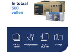 Reinigingsdoek Tork Heavy-Duty W4 gevouwen 100 vel blauw 130082