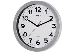 Wandklok MAUL Step Quartz Ø30x5cm kunststof zilver/wit stildraaiend