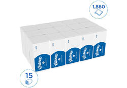 Handdoek Kleenex Ultra i-vouw 2-laags 215x318mm 15x124 vel wit 6778