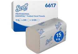 Handdoek Scott Essential i-vouw 1-laags 20x21cm wit 15x340stuks 6617