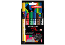 Viltstift STABILO Pen 68 Max Arty assorti etui à 6 stuks