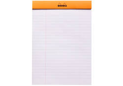 Schrijfblok Rhodia A5 lijn 80 vel 80gr met kantlijn oranje