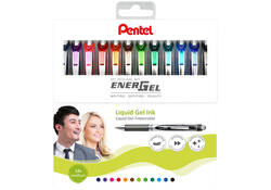 Gelschrijver Pentel BL77 Energel medium assorti etui à 12 stuks