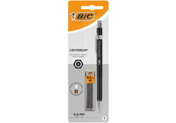 Vulpotlood Bic Criterium HB 0.5mm inclusief 12 stiften zwart blister à 1 stuk