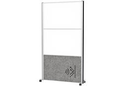 Scheidingswand MAUL akoestiek 100x180 2x whiteb. 1x donkergr alum.frame mobiel
