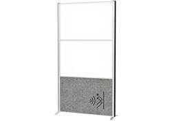 Scheidingswand MAUL akoestiek 100x180 2x whiteb. 1x donkergr alum.frame op voet