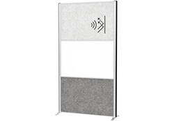 Scheidingswand MAUL akoestiek 100x180 licht- donkergrijs whiteb alum.frame op voet