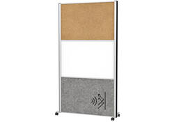 Scheidingswand MAUL akoestiek 100x180 akoest whiteb kurk alum.frame mobiel