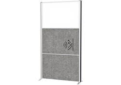 Scheidingswand MAUL akoestiek 100x180 2xdonker- 1xwhiteboard alum.frame op voet