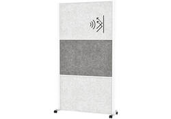 Scheidingswand MAUL akoestiek 100x180 2x licht- 1x donkergrijs wit frame mobiel