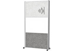 Scheidingswand MAUL akoestiek 100x180 licht- donkergrijs whiteb alum.frame mobiel