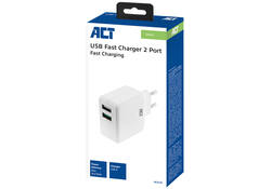 Oplader ACT USB 2 poorts Quickcharge 30W wit