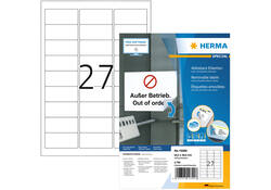 Etiket HERMA 10300 63.5x29.6mm verwijderbaar wit 2700 etiketten