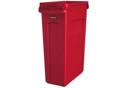 Afvalbak Rubbermaid Slim Jim Vented met luchtsleuven 87liter rood