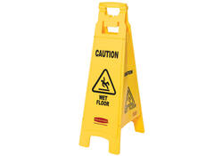 Waarschuwingsbord Rubbermaid vierzijdig Engels 97cm geel