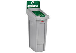Deksel Rubbermaid Slim Jim Recyclestation gesloten groen