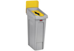 Deksel Rubbermaid Slim Jim Recyclestation inwerpopening voor gemengde recycling geel