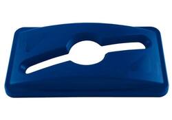 Deksel Rubbermaid Slim Jim Vented inwerpopening voor gemengde recycling blauw