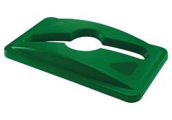 Deksel Rubbermaid Slim Jim Vented inwerpopening voor gemengde recycling groen