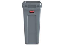 Afvalbak Rubbermaid Slim Jim Vented met luchtsleuven 60liter grijs