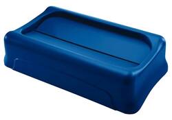 Deksel Rubbermaid Slim Jim Vented gesloten met swingsysteem blauw